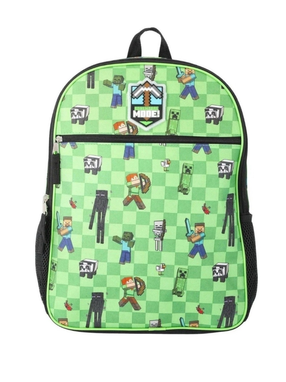 Minecraft Backpack 16" Green With Light-Up Badge School Laptop Bag